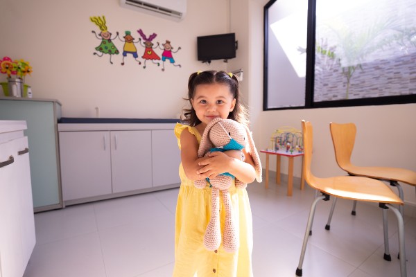 Little girl with bunny